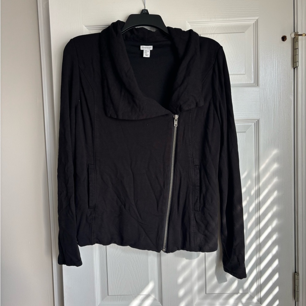 Paraphrase Black Asymmetrical Zip Jacket